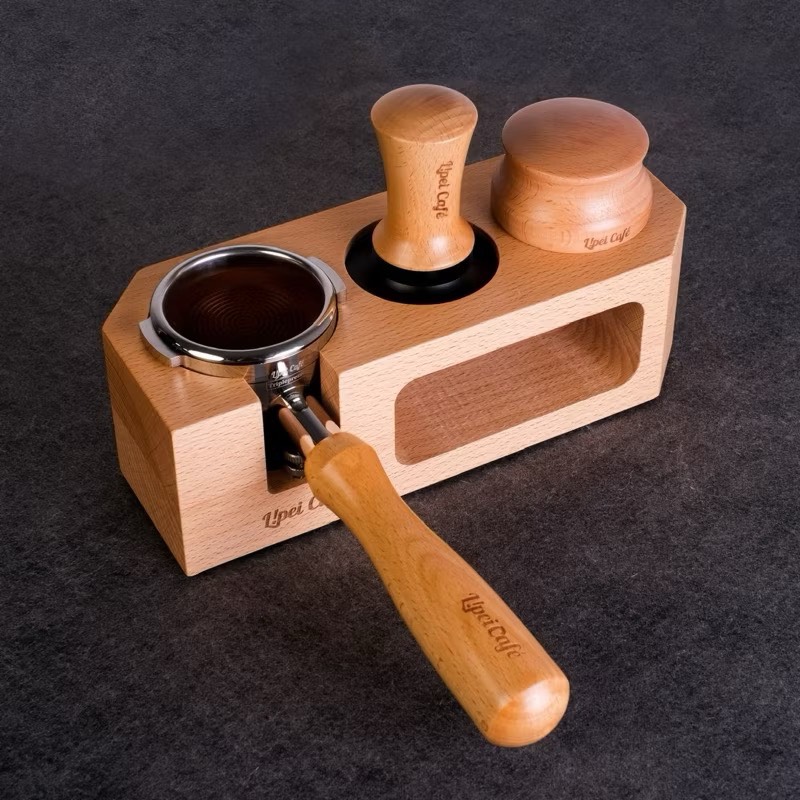 實木佈粉器 墊片調節款 51mm 53mm 58mm ，櫸木壓粉座、櫸木壓粉器、櫸木無底把手