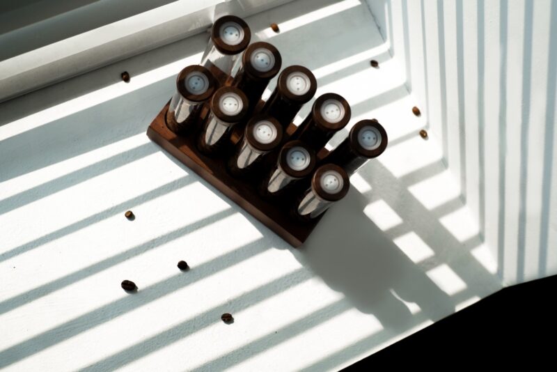 咖啡豆密封罐 22g 單向排氣閥 黑胡桃木 咖啡豆展示架 咖啡豆分裝 試管展示架 (1)